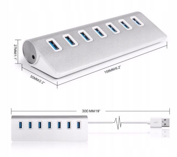 HUB USB 7x USB 3.0 ROZGAŁĘŹNIK ROZDZIELACZ 7w1 PORTÓW Adapter Replikator PD zdjęcie 15
