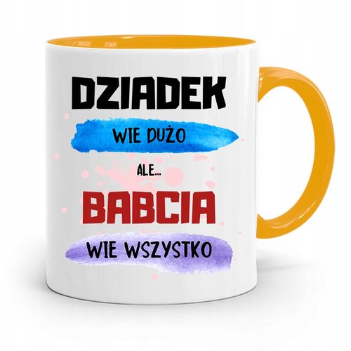 Kubek Żółty Dzień Babci Babcia Wie Wszystko Z Nadrukiem Ze Zdjęciem na Arena.pl