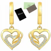 ZLOTE KOLCZYKI WISZĄCE SERCA, KOLCZYKI ANGIELSKIE SREBRO POZŁCANE