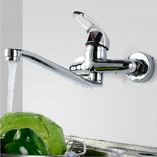BATERIA UMYWALKOWA ŁAZIENKOWA ŚCIENNA OBROTOWA KRAN DŁUGA WYLEWKA CHROM na Arena.pl