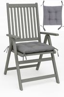 KRZESŁO OGRODOWE DREWNIANE Z PODUSZKĄ REGULOWANE ROZKŁADANE SZARE AKACJOWE