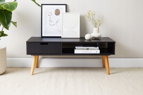 KOMODA Szafka RTV Kredens Regał na Telewizor z Szufladą CZARNY na Arena.pl