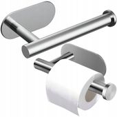 Uchwyt wieszak na papier toaletowy bez wiercenia samoprzylepny srebrny