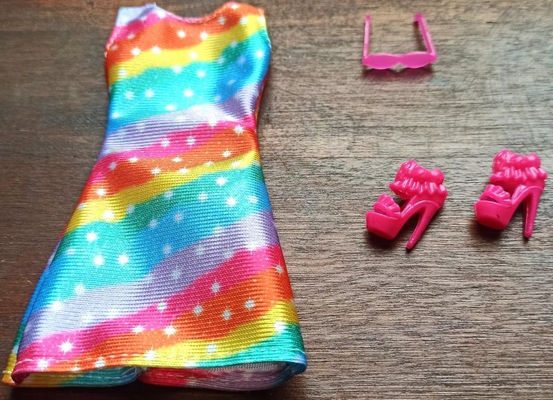 Ubranka dla Lalek SUKIENKA OKULARY BUTY suknia Ciuchy #A1 zdjęcie 7