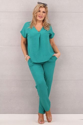 ELEGANCKI KOMPLET DAMSKI DUŻE ROZMIARY POLSKI PRODUCENT BLUZKA I SPODNIE na Arena.pl