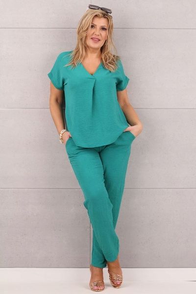 ELEGANCKI KOMPLET DAMSKI DUŻE ROZMIARY POLSKI PRODUCENT BLUZKA I SPODNIE zdjęcie 3