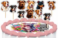TOPPERY NA TORT OZDOBNE DEKORACJA ZESTAW - PIES PSY RASA PITBULL 10szt.