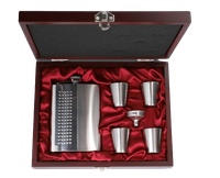 Elegancka Srebrna Piersiówka 8 oz z 4 Kieliszkami i Lejkiem