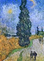 Plakat 13x18cm  Droga z Cyprysem i Gwiazdą, Van Gogh Vintage