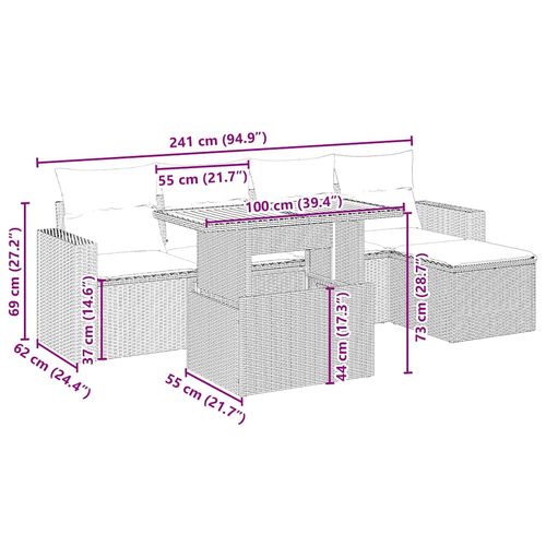 6-cz. zestaw mebli ogrodowych z poduszkami, beżowy, polirattan na Arena.pl