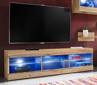 Szafka RTV LED Salon Nowoczesna Dąb Wotan Bez LED 140x35 Pokój