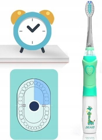 SONICZNA SZCZOTECZKA DO ZĘBÓW DLA DZIECI 3-12 LAT ZIELONA ŻYRAFKA SEAGO na Arena.pl