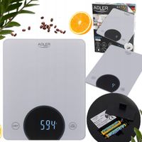 Waga Kuchenna Adler Ad3173S Precyzyjna Srebrna 10Kg
