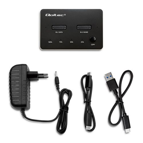 Qoltec Stacja dokująca dysków SSD M.2 NVMe SATA USB-C DUAL 2 x 2TB na Arena.pl