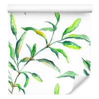 Tapeta wiosenne liście akwarela do kuchni jadalni