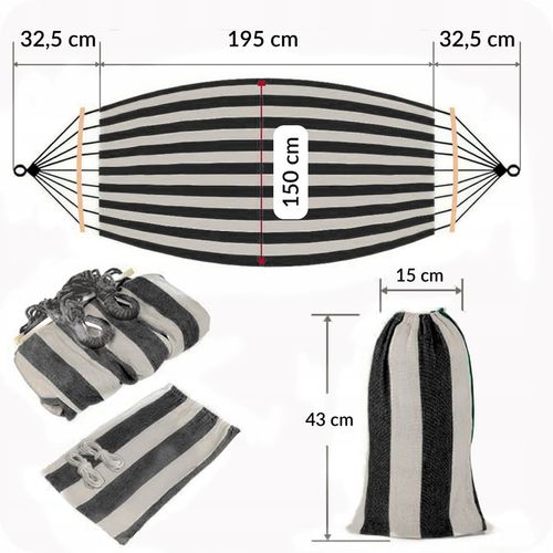 MOCNY HAMAK OGRODOWY DWUOSOBOWY HUŚTAWKA XXL WZMOCNIONY PAŁĄK + TORBA na Arena.pl