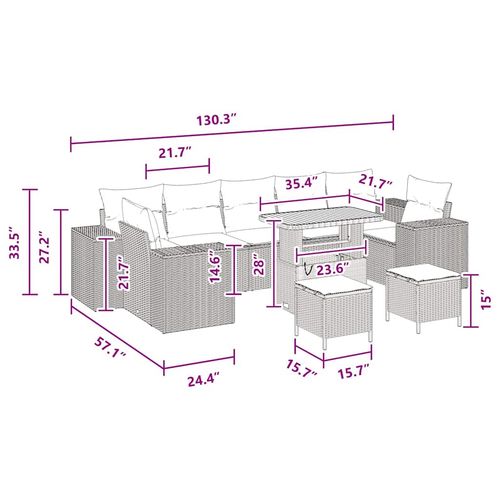 Zestaw Sof na Ogród 10 pcs Czarny polirattan na Arena.pl
