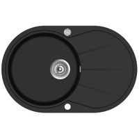 Granitowy zlewozmywak jednokomorowy, owalny, czarny