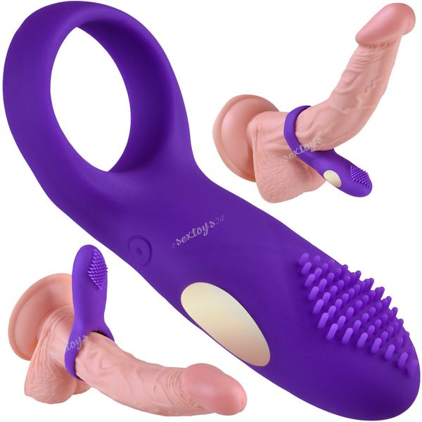 MASAŻER Pierścień z Wibratorem 10 PROGRAMÓW FIOLETOWY zdjęcie 1