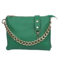 VERA PELLE torebka skórzana listonoszka z łańcuchem V536 zielona