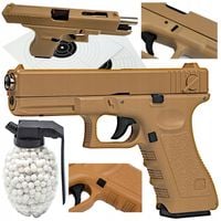GLOCK 17 Replika ASG Pistolet na KULKI wersja wojskowa 6mm+ Granat + Tarcze