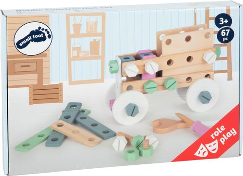 Zestaw KONSTRUKCYJNY drewniany POJAZDY 67 części na Arena.pl