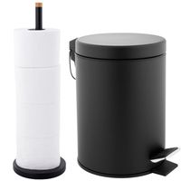 Zestaw łazienkowy: kosz na śmieci + stojak na papier toaletowy na 4 rolki