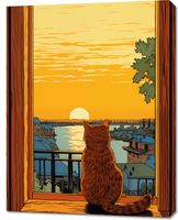 Obraz 70x90cm Zachód przez Kocie Oczy