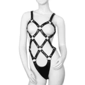 svenjoyment leather body harness damski, regulowany, czarny s-xl