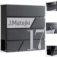 DUŻA SKRZYNKA NA LISTY Z ADRESEM NUMEREM DOMU | SERBRNA ANTRACYT RAL