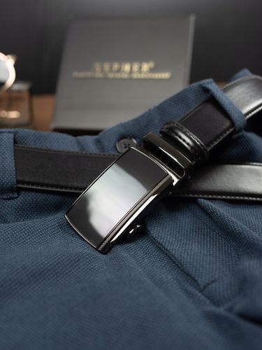 Pasek Skórzany SEPHER męski Automat CZARNY spodni na Arena.pl