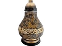 ZNICZ LAMPION KARAFA NA GRÓB PASEK ZŁOTO-CZARNE RÓŻYCZKI+WKŁAD