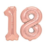 Balony foliowe liczba 18 różowe złoto 100cm