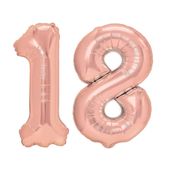 Balony foliowe liczba 18 różowe złoto 100cm