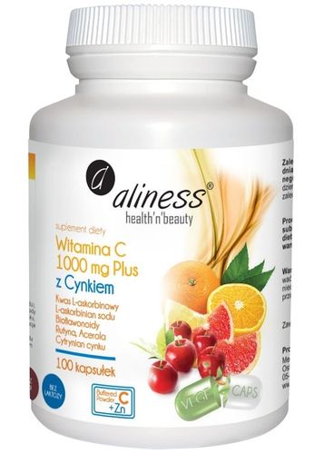 Aliness Witamina C 1000mg Cynk Bioflawonoidy Rutyna Acerola 100 VEGE kaps. na Arena.pl