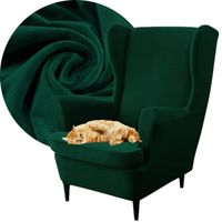 POKROWIEC NA FOTEL USZAK WELUR PREMIUM PLUSZ ELASTYCZNY ZIELONY