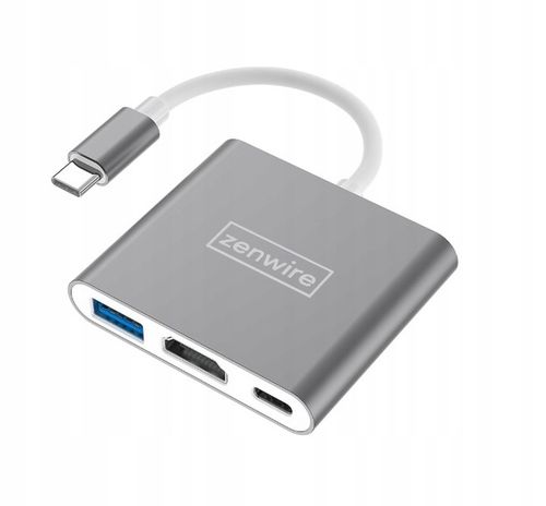 Adapter Przejściówka ZENWIRE 3w1 MHL HUB USB C HDMI 4K do MacBook Samsung na Arena.pl