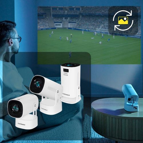 PROJEKTOR RZUTNIK ANDROID TV WIFI BEZPRZEWODOWY OBROTOWY LED PRZENOŚNY na Arena.pl