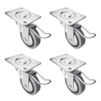 Zestaw jezdny, Kółko gumowane fi 60, łożysko kulkowe z hamulcem, 4 sztuki