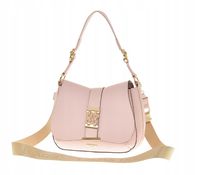 Laura Biaggi torebka listonoszka klapka z ozdobą różowy groszek + mat F299