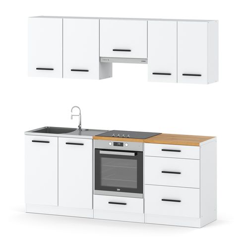 Kuchnia Biała Mat Nowoczesna Z Blatem Pojemna Modułowa Mini Mokka Full 2.0m na Arena.pl