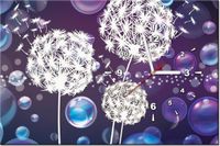 60CM 40CM ZEGAR OBRAZ BIAŁE DMUCHAWCE BAŃKACH MYDLANYCH DRUK PŁÓTNO RAMA