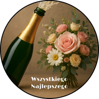 Opłatek na tort Szampan Whisky Drink Kwiaty Okazjonalny Tekst