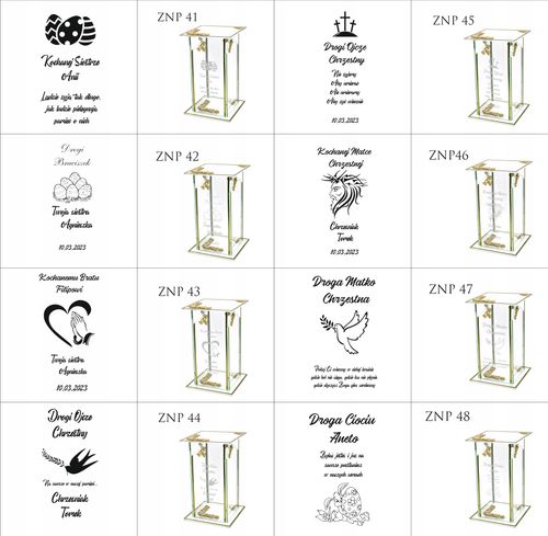 Ekskluzywny znicz szklany złoto biały PERSONALIZOWANY GRAWER dla SYNA na Arena.pl