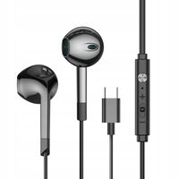 SŁUCHAWKI DOUSZNE USB-C PRZEWODOWE MIKROFON REGULACJA GŁOŚNOŚCI X-BASS