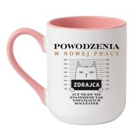 KUBEK "POWODZENIA W NOWEJ PRACY" Wzór - Elegant Coffee Różowy 330 ml