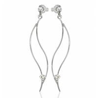 SREBRNE KOLCZYKI FALE Z CYRKONIAMI NA SZTYFT PRÓBA SREBRA 925