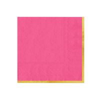 Serwetki papierowe różowe fuksja ze złotym brzegiem Classic Gold, 10 szt.