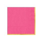 Serwetki papierowe różowe fuksja ze złotym brzegiem Classic Gold, 10 szt.