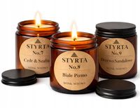 Świece sojowe 3 zapachy - Cedr, Piżmo, Sandałowe. Zestaw x3 Styrta No.10